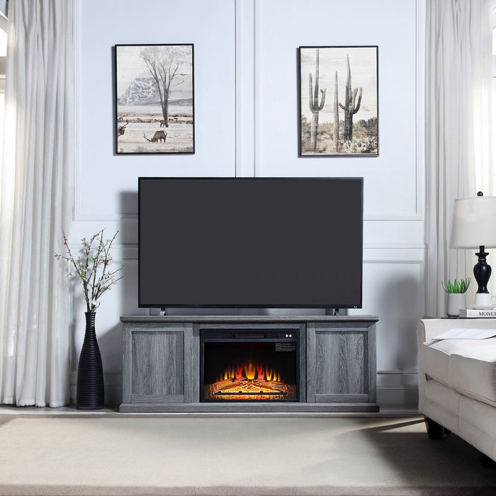 Foyer electrique moderne Franklin de style ferme, 2 pieces, noir et gris