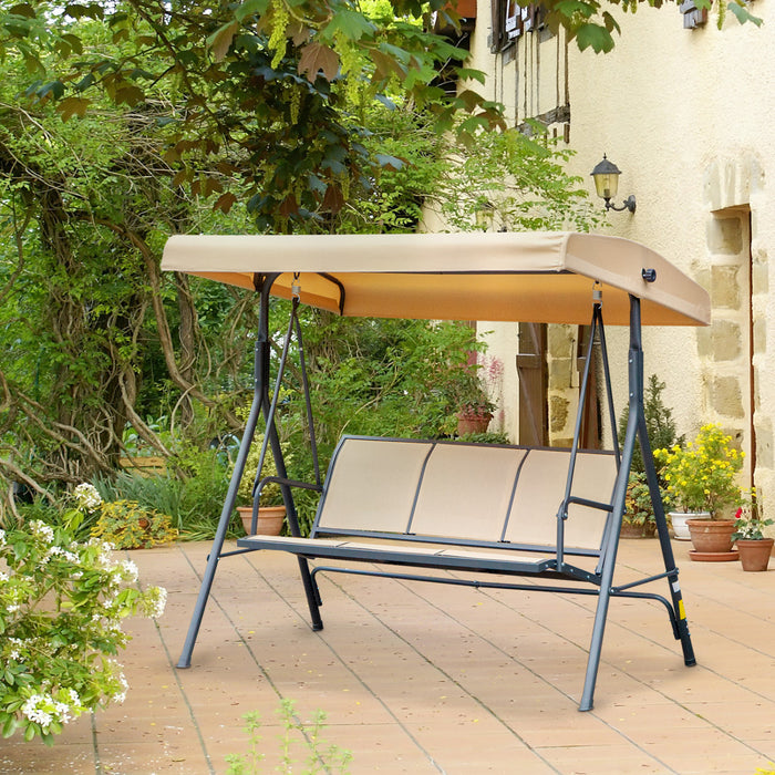Outsunny Balancoire 3 Places Recouverte, Beige