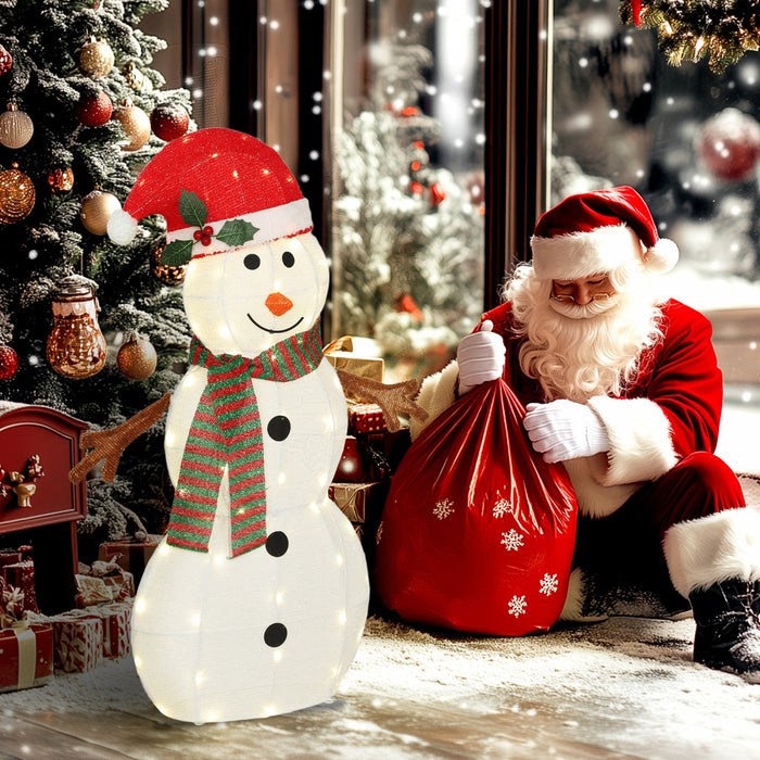 Outsunny Bonhomme de neige lumineux, decoration de Noel exterieure avec LED