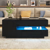 Oliver Height Adjustable Coffee Table with Drawer Cabinet LED Lighting and Storage,Black | Oliver table basse reglable en hauteur – table avec tiroir, placard de rangement et eclairage LED, noir