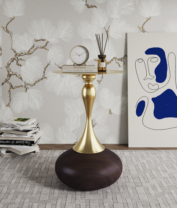 Table d’appoint Patchin moderne en brun et or