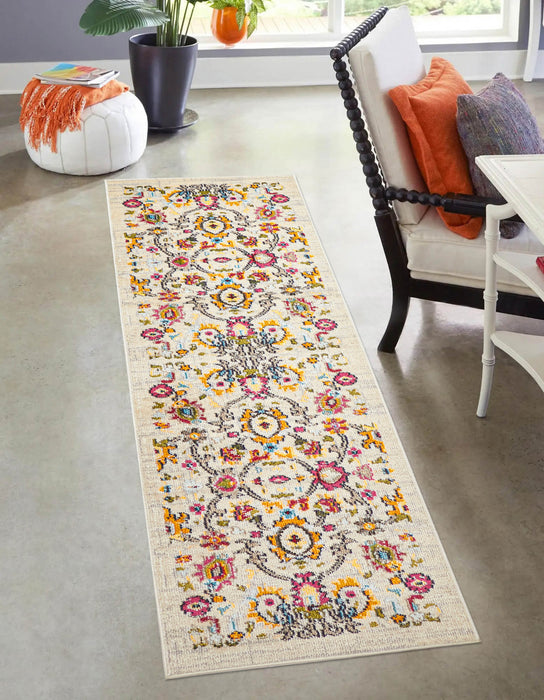 Tapis de Couloir Traditionnel Rosa 2'8\" x 8'2\" en Ivoire