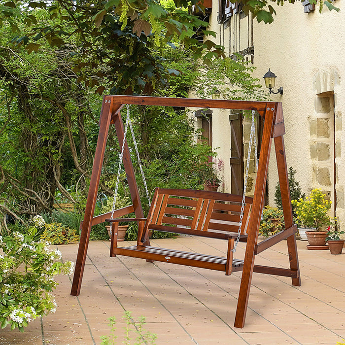 Outsunny Banc De Porche En Bois Avec Support, Causeuse, Naturel