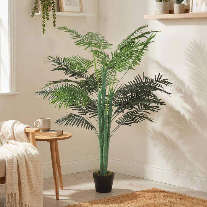 Outsunny Palmier Tropical Artificiel 152 cm, Faux Arbre avec Feuilles Realistes