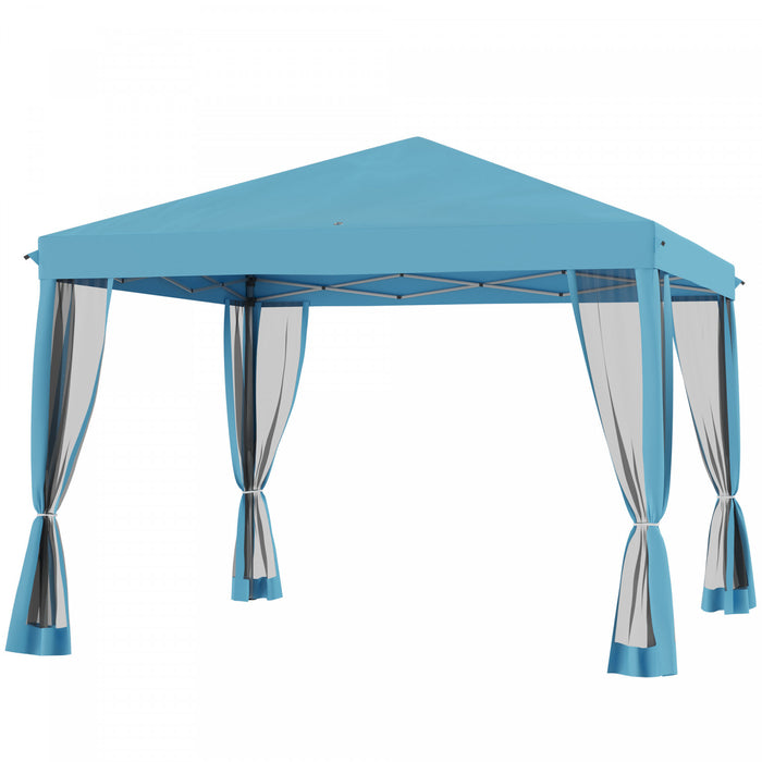 Outsunny Auvent 10' X 10' Avec 4 Parois Laterales Amovibles, Bleu Clair