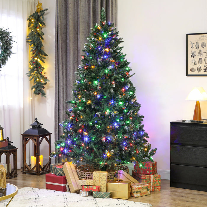 HOMCOM Sapin de Noel Givre de 7 pieds avec Lumieres Bicolores