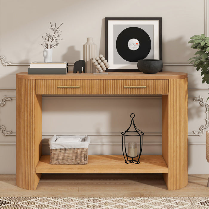 Console moderne Olivia 120 cm avec rangement et tiroirs - brune