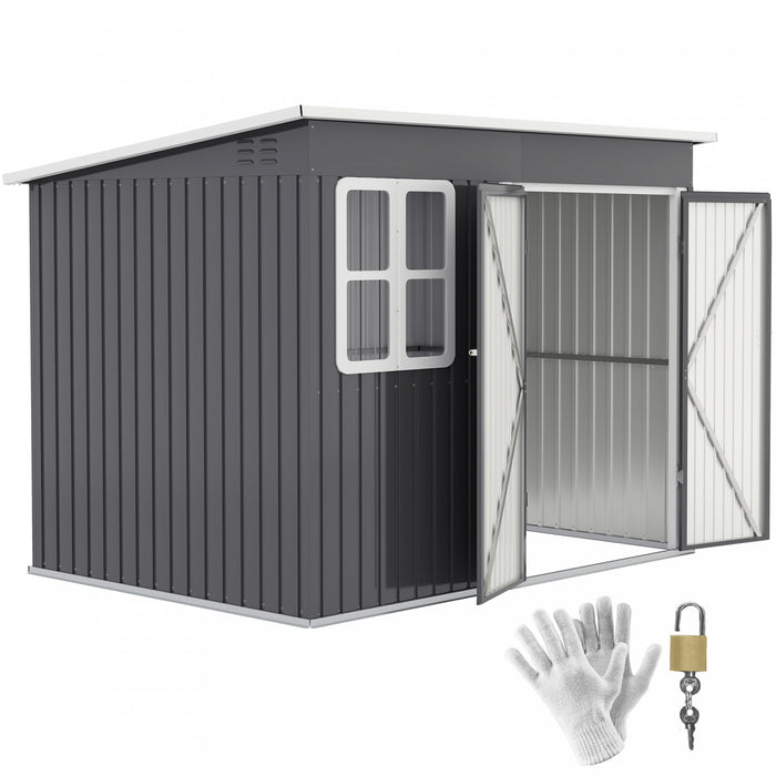 Outsunny Remise De Rangement En Metal Avec Fenetre, Portes Verrouillables
