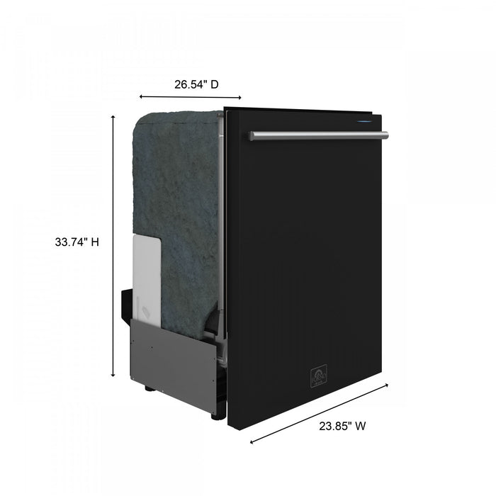 Lave-vaisselle encastrable Pozzo de 24 po, cuve haute, commande sur le dessus, noir, 49 dBA – FDWBI8067-24BLK