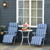 Outsunny Lot De 2 Chaises Longues De Jardin, Fauteuil Inclinable, Bleu