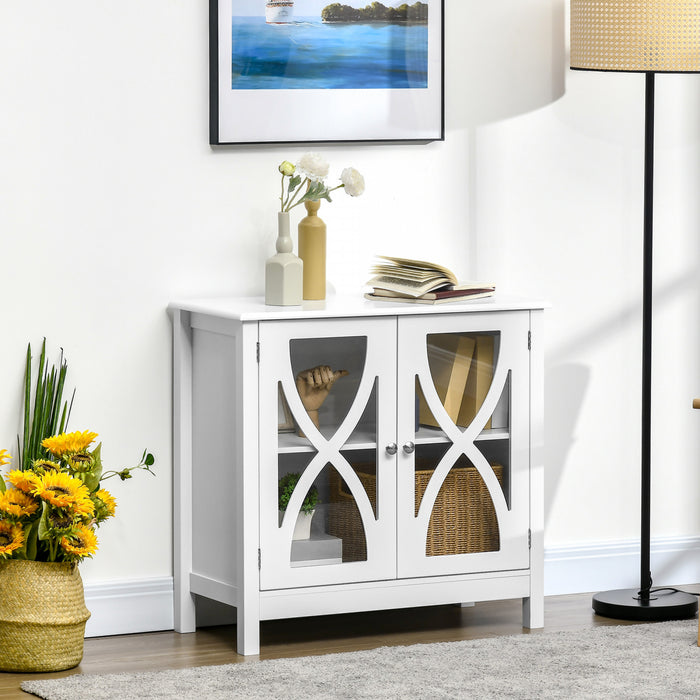 HOMCOM Buffet de Cuisine, Armoire Vitree avec Etagere Reglable