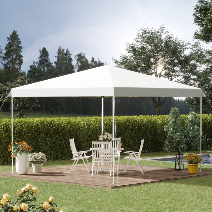 Outsunny Tonnelle Escamotable 13' X 13', Tente De Fete Reglable, Blanc