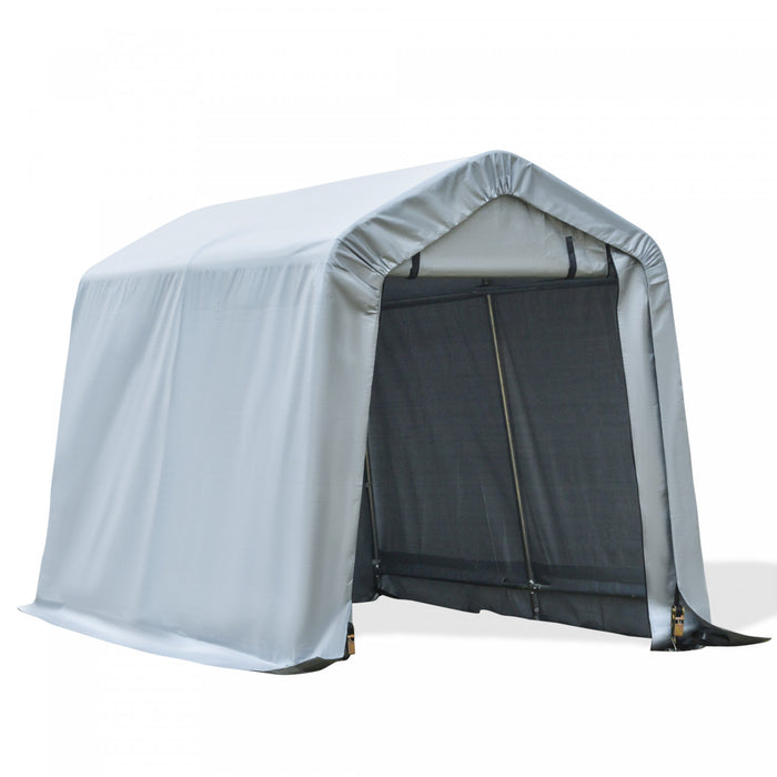 Outsunny 8'x6' Abri de rangement extérieur avec porte enroulable et à fermeture éclair