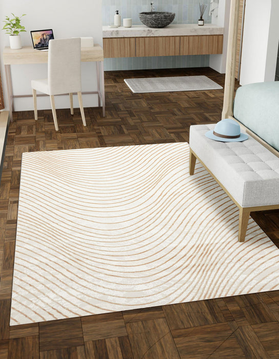 Tapis Contemporain/Moderne Sienna 5'0\" x 8'0\" en Ivoire
