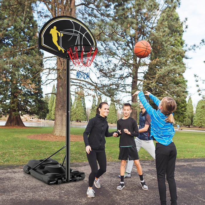 Panier De Basket-ball Portable, Reglable De 130 A 305 Cm, Roues Et Base Rechargeable, Resistant Aux Intemperies, Pour Jouer En Interieur Et En Exterieur, Pour Enfants, Adolescents Et Adultes