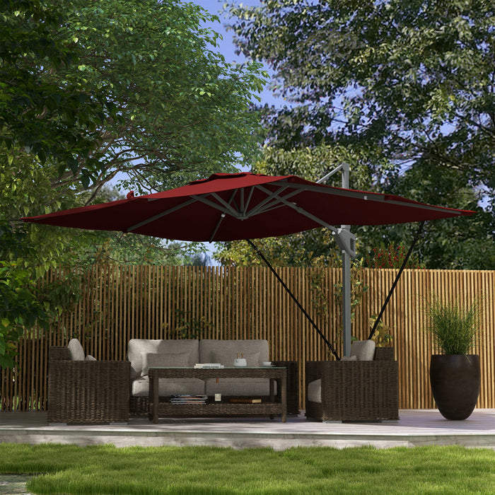 Outsunny Parasol De Patio En Porte-a-faux Outsunny De 13 Pi, Rouge