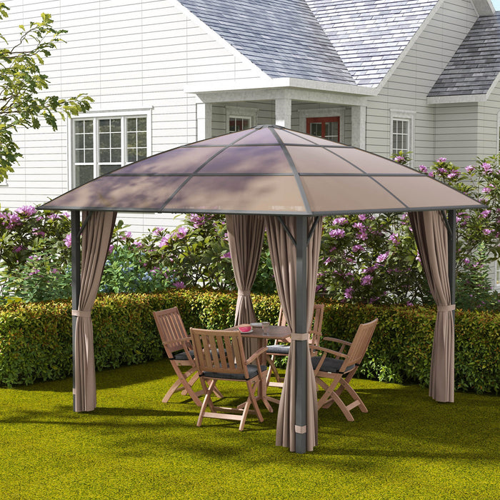 Outsunny Tonnelle A Toit Rigide 10 X 10 Pi En Polycarbonate Uv60+, Kaki