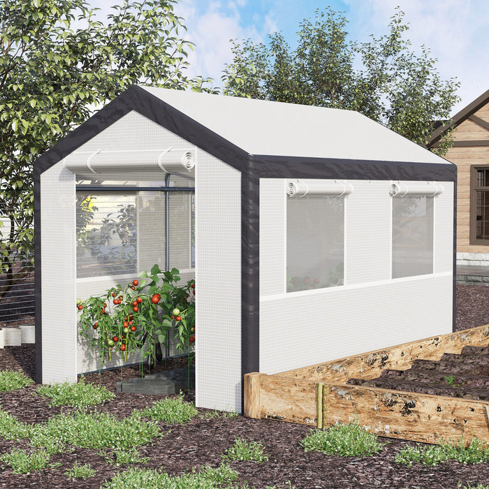 Outsunny 9.8'l X 6.56'w X 6.56'h Serre Tente De Croissance De Graines De Legumes Tunnel De Croissance De Plantes D'exterieur Maison Chaude Abri De Fleurs Arriere-cour Blanc