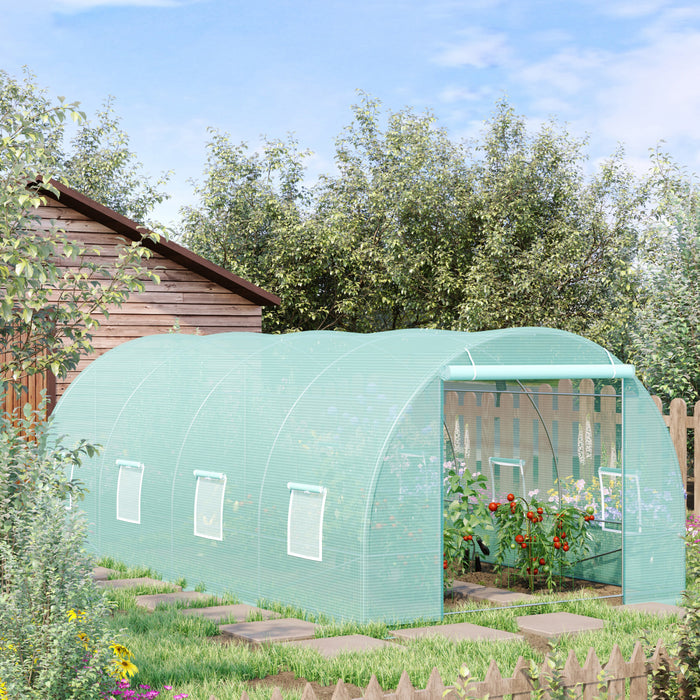 Outsunny 20x10x7ft Heavy Duty Walk-in Serre Exterieure Jardin Graine Plante Legumes Culture Chaude Maison Fleur Polytunnel Abri Vert