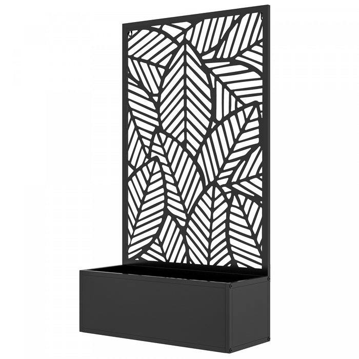 Outsunny Lit de jardin sureleve en metal avec ecran d'intimite, noir