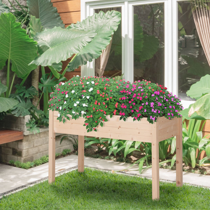 Outsunny Jardiniere Sur Pieds Potager Dim. 122l X 56l X 76h Cm Inserts D\u0092irrigation + Feutre De Drainage Inclus Bois Massif Sapin