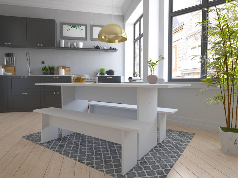 Ensemble de salle a manger moderne Nomad 3 pieces en blanc