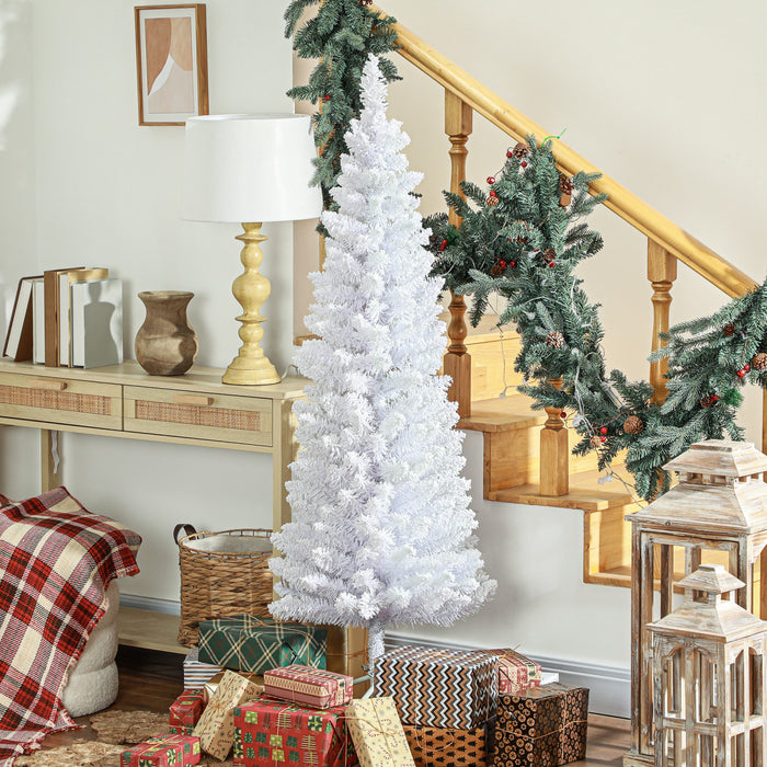 Homcom Sapin De Noel Floque Avec Pointes De Branches Realistes, Blanc