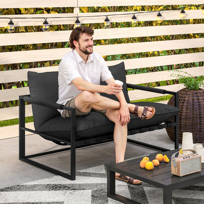 Outsunny Causeuse De Canape D'exterieur, Canape De Patio En Sangle