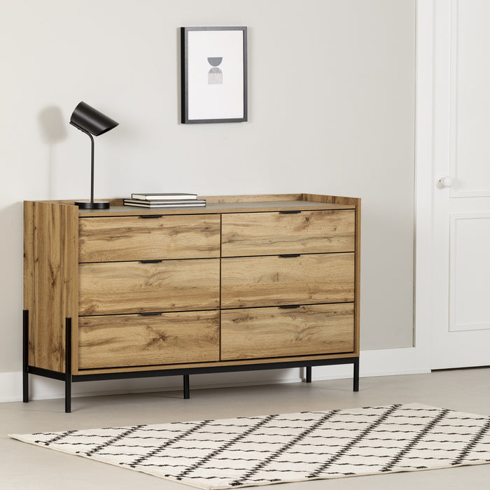 Commode double Milton à 6 tiroirs - chêne nordique
