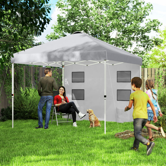 Outsunny Tente A Auvent Escamotable 10'x10' Avec Paroi Laterale, Gris Clair