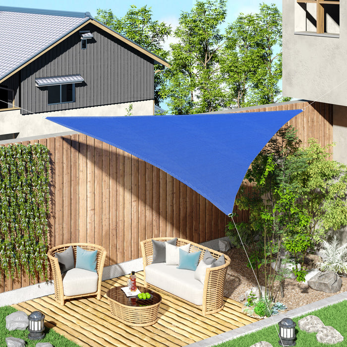 Outsunny Triangle 12' Canopy Sun Sail Shade Garden Cover Uv Protector Abri Exterieur Pour Pelouse Avec Sac De Transport Bleu