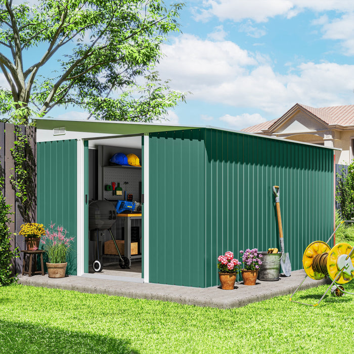 Outsunny Abri de jardin en acier 11' x 9', maison d'outils exterieure