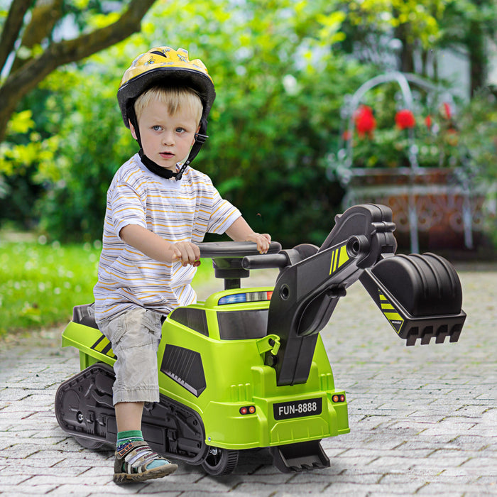 Aosom 3 En 1 Voiture De Construction Pour Enfants, Sans Puissance, Jeu De Simulation Avec Musique, Pour 18 A 48 Mois, Vert