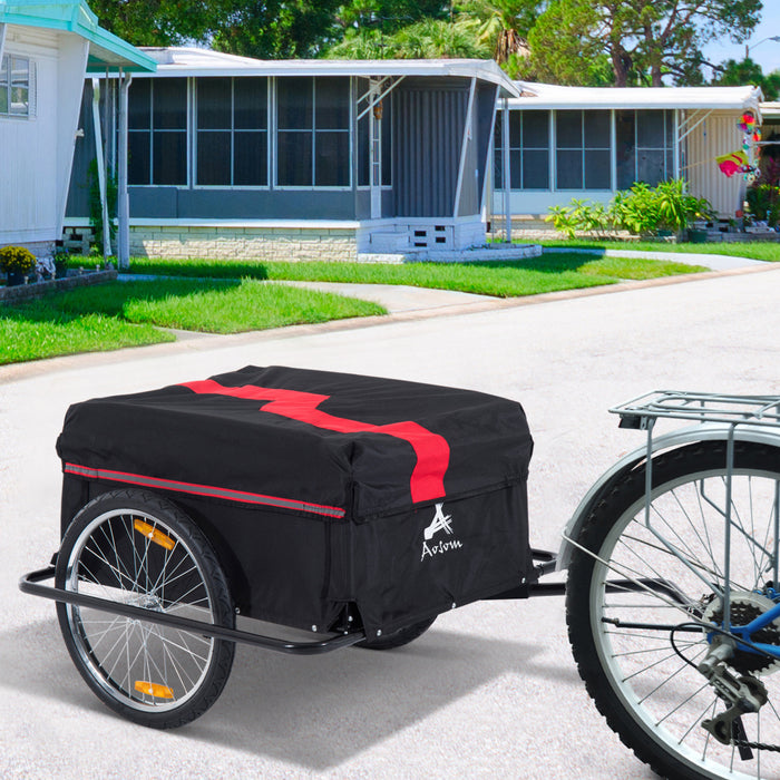 Remorque Pour Bicyclette, Remorque De Chargement Pour Bicyclette, Chariot De Jardin Utilitaire, Porte-outils Avec Couvercle Amovible