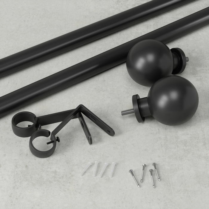  Tringle à rideaux extensible Bolas de Umbra noir mat de 1 po - 72 po à 144 po