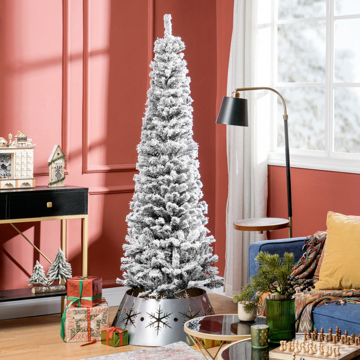 Homcom Arbre De Noel Artificiel Fin Floque De Neige Artificielle 6pi