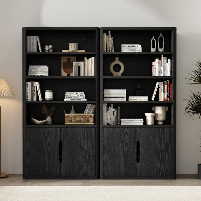 Armoire bibliotheque moderne Rivington 40\" en noir - Lot de 2