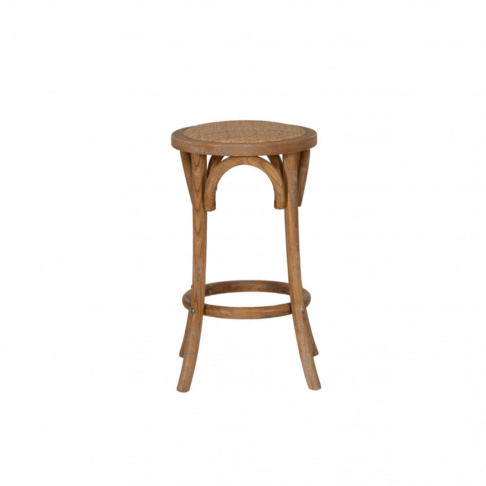 Tabouret Rae de hauteur comptoir en rotin et sans dossier - naturel