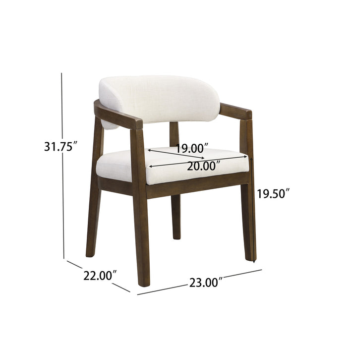 Sophia Ensemble de 2 chaises de salle a manger avec accoudoirs et structure en bois de caoutchouc, noyer