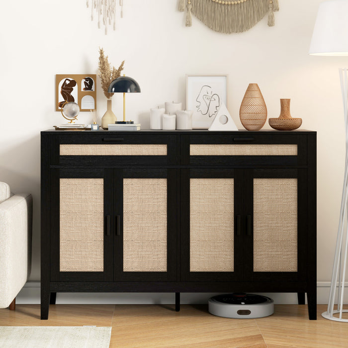 HOMCOM Buffet de 53\" avec tiroirs et portes de rangement, noir
