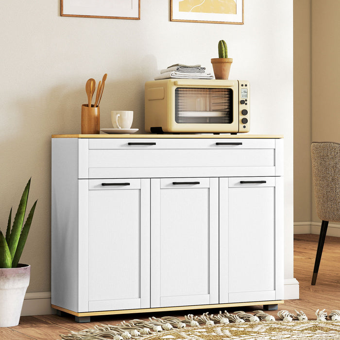 HOMCOM Buffet avec Tiroir et Etageres Ajustables, Blanc