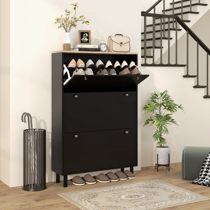HOMCOM Armoire a chaussures avec 3 tiroirs rabattables pour 24 paires