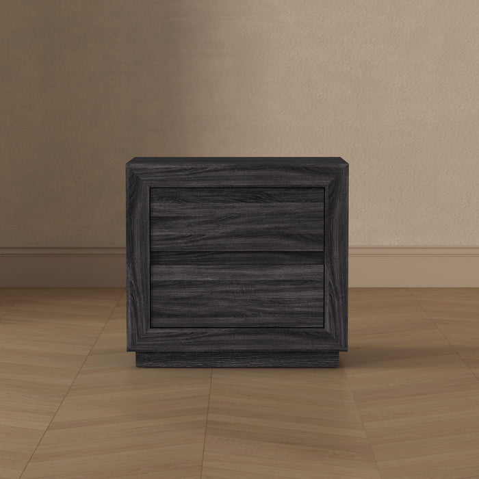 Table de nuit contemporaine Soren 66 cm en gris charbon (2 tiroirs)
