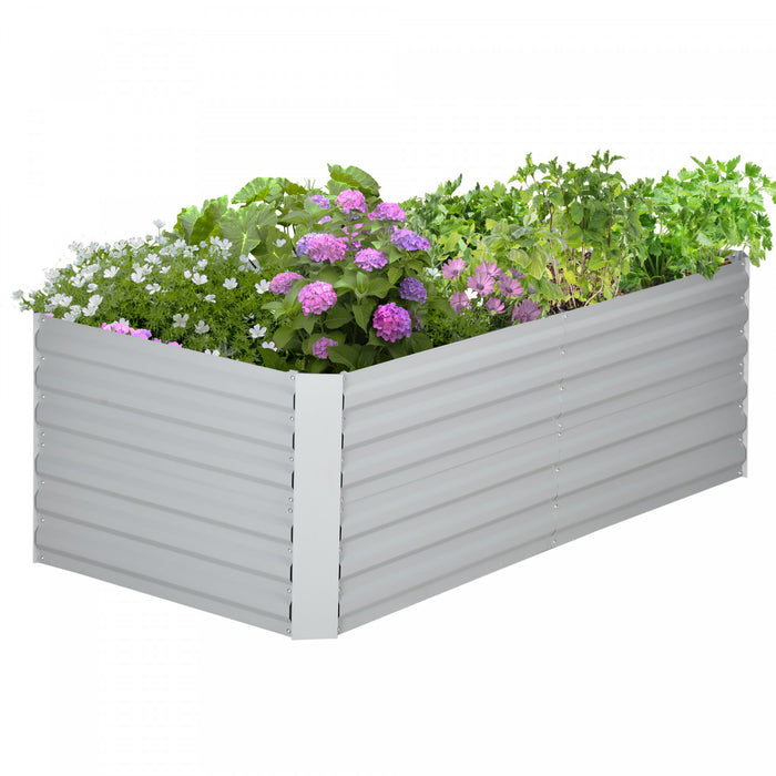 Outsunny Jardiniere surelevee en metal avec tiges renforcees, gris clair