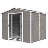 Outsunny Abri De Jardin 8'x7' Avec Serrure Et Cadre De Sol, Gris Clair