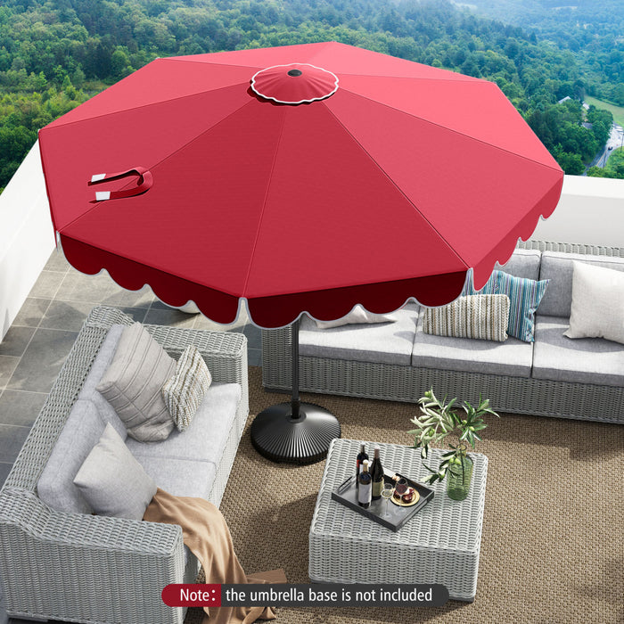 Parasol de patio Costway 10 FT avec reglage d'inclinaison a manivelle, bordures, haut ventile, 8 baleines, rouge