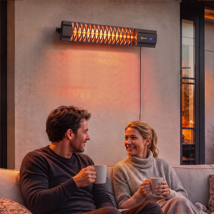 Outsunny Chauffage de terrasse electrique mural 1500 W pour exterieur, noir