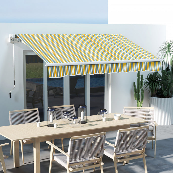 Outsunny Auvent Retractable 10' X 6.5' Avec Lumieres Led, Uv40+, Jaune/gris