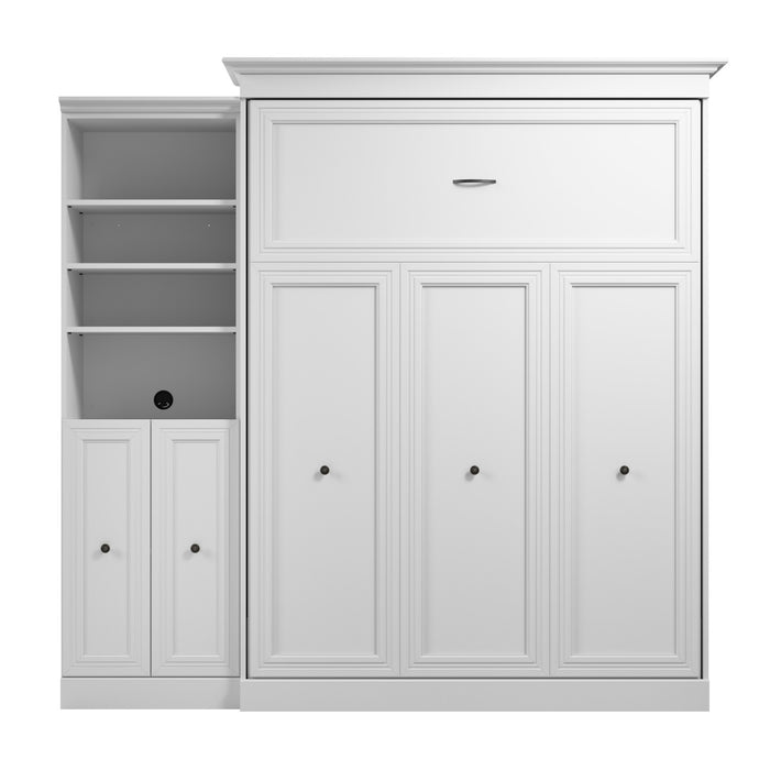 Grand lit escamotable Versatile de Bestar de 92 po (L) avec organisateur de garde-robe et portes - blanc
