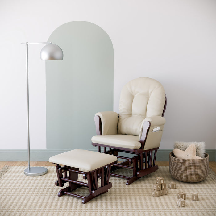 Storkcraft Hoop Fauteuil bercant et pouf - Espresso avec beige